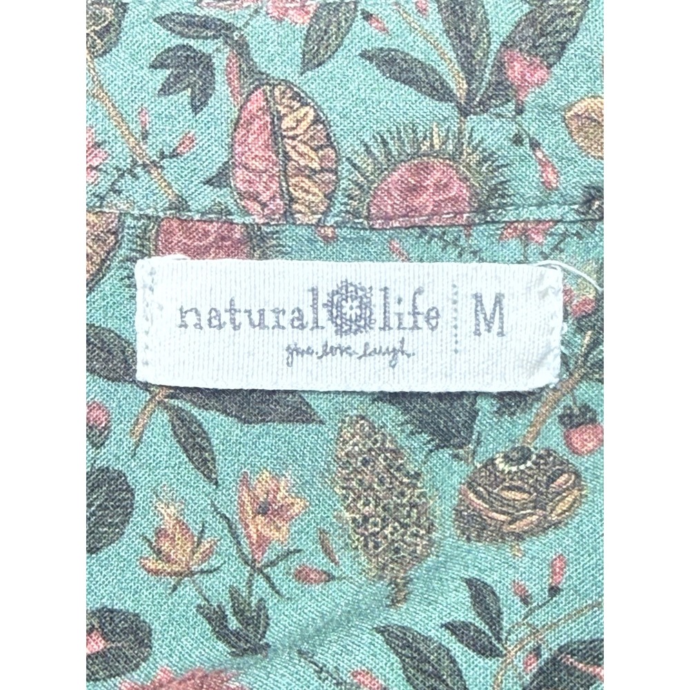 Natural Life Boho Floral Border Print Tunic Top Rayon Long Sleeve Medium - Picture 7 of 8